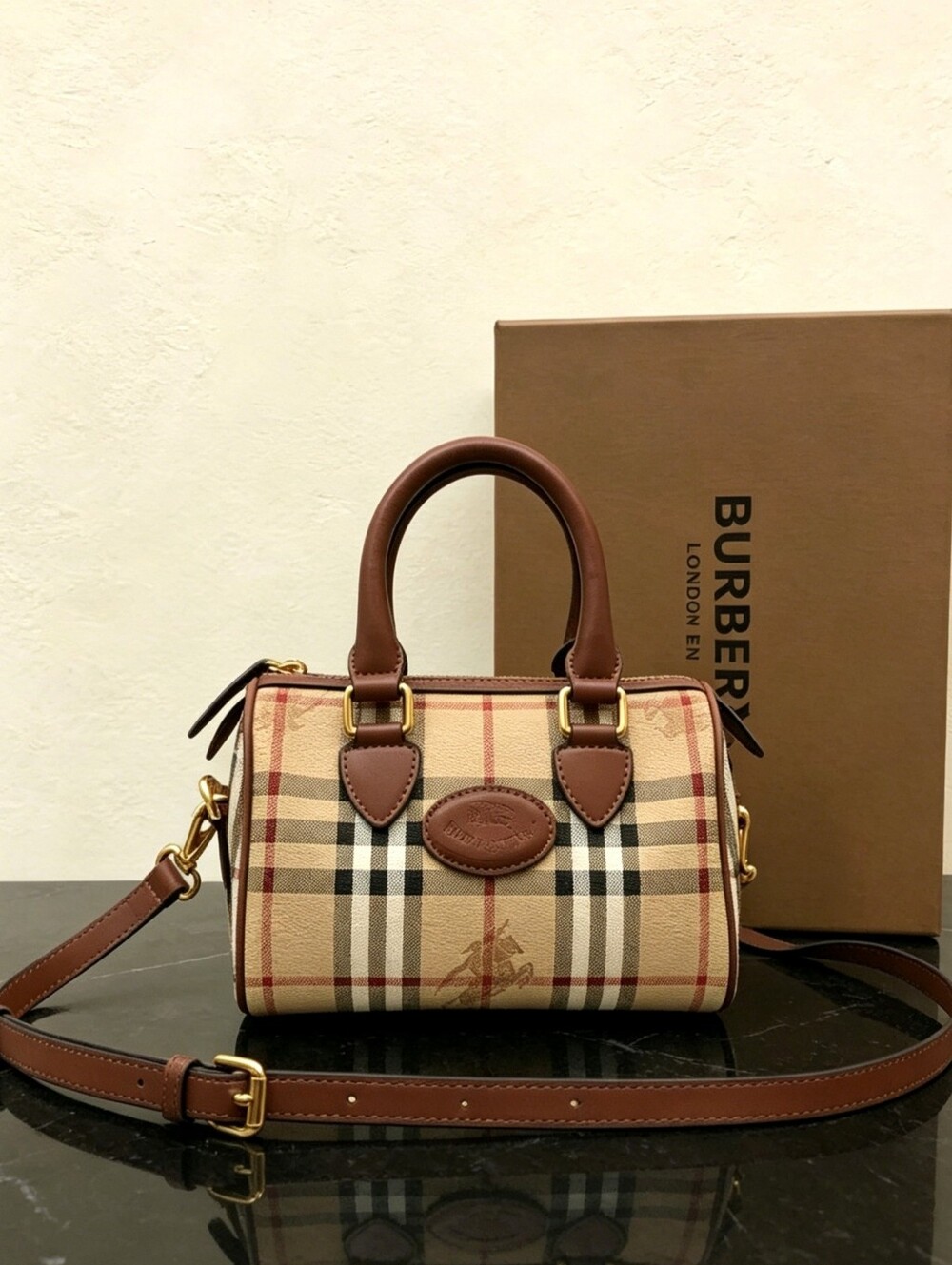 Burberry Mini Check Bowling Bag